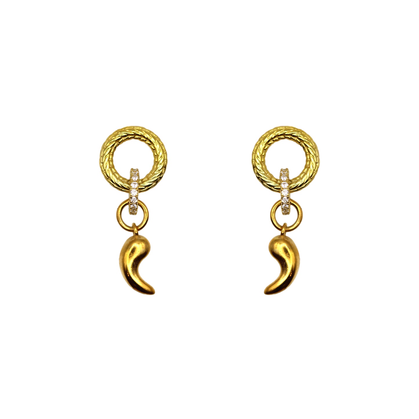 Gok Ock Design Diamond Dangle Yellow Gold Earrings