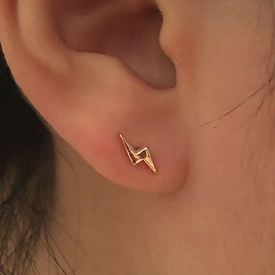 14k lightning earrings gold