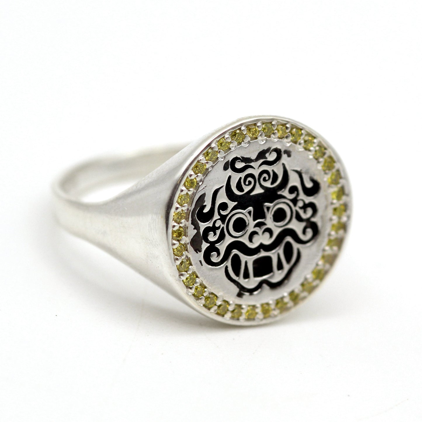 Natural Yellow Diamond Tiger Signet Ring