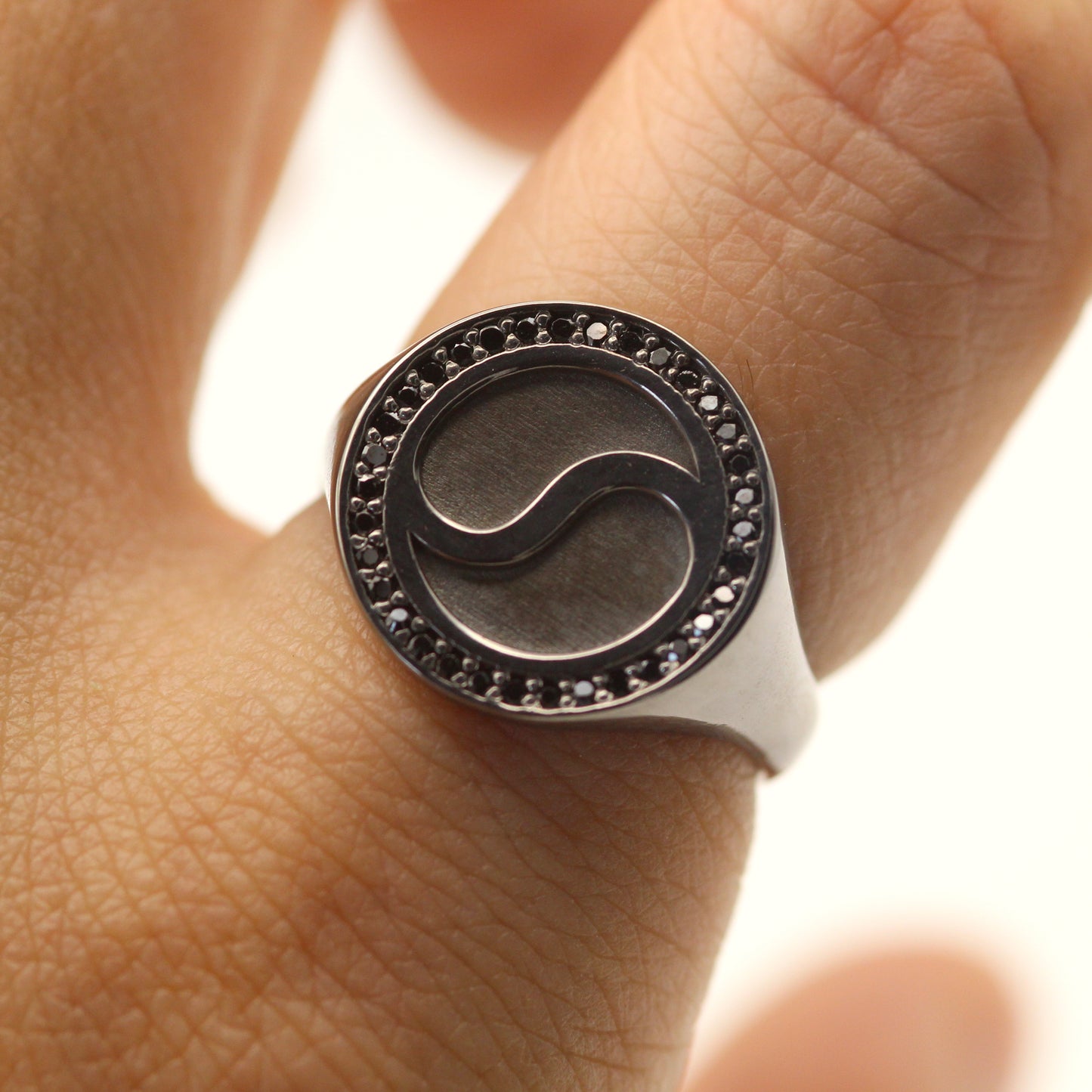 Yin and Yang Black Stone Black Bold Signet Ring