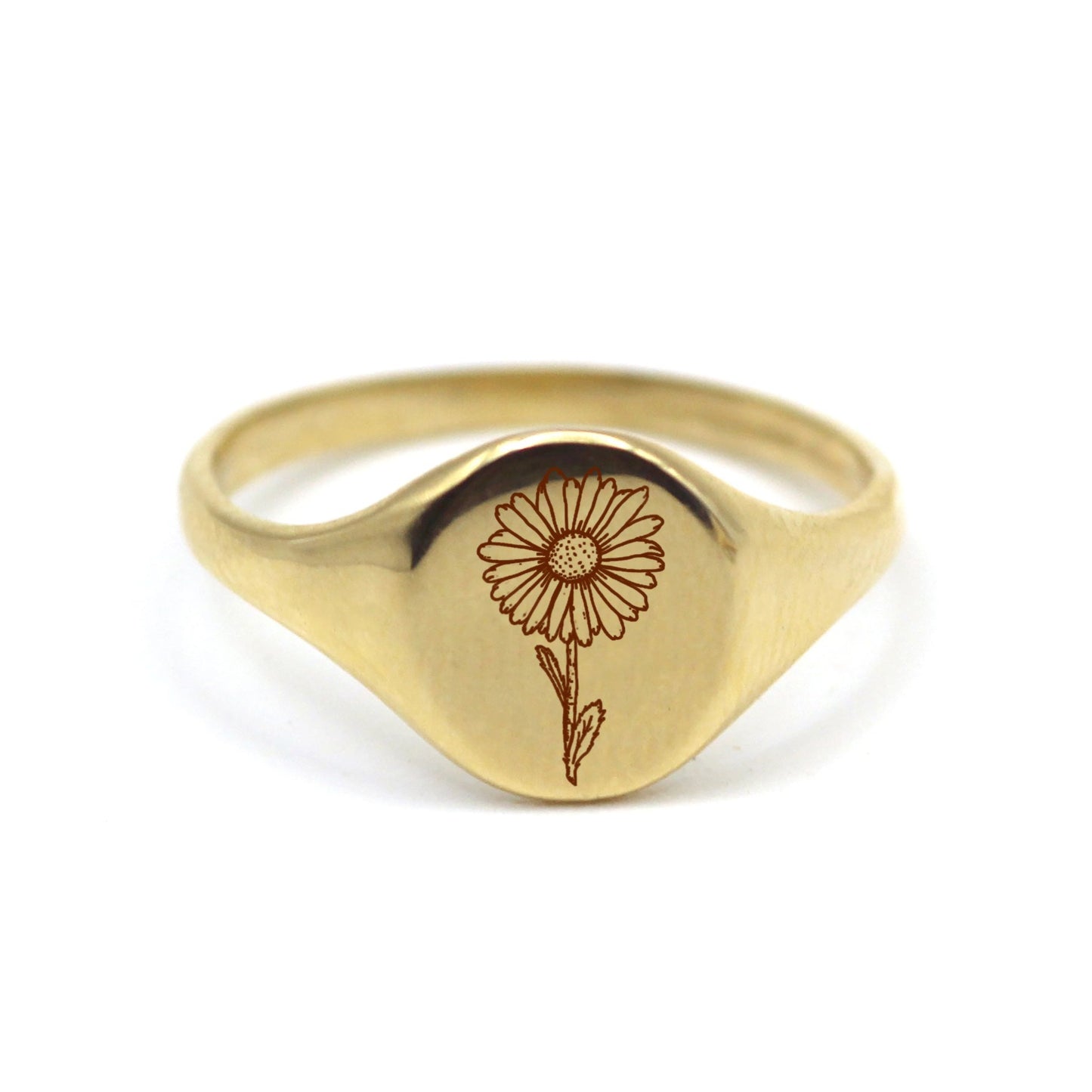 April Daisy Flower Gold Ring