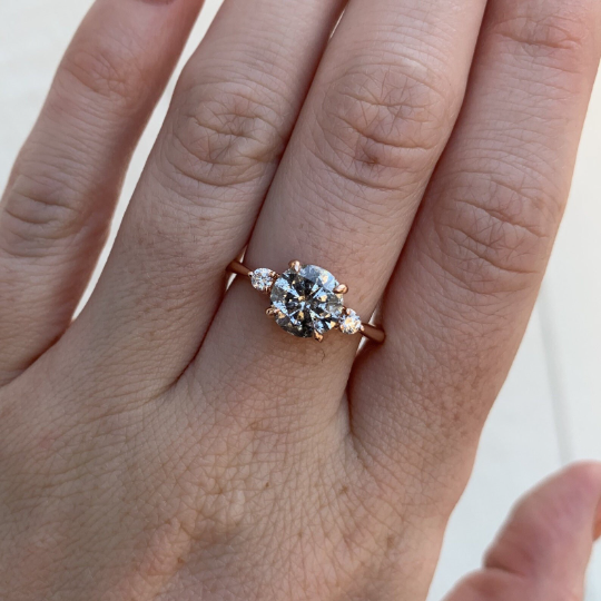 Unique Salt and Pepper Diamond Engagement Ring