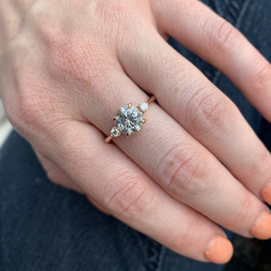 Unique Salt and Pepper Diamond Engagement Ring