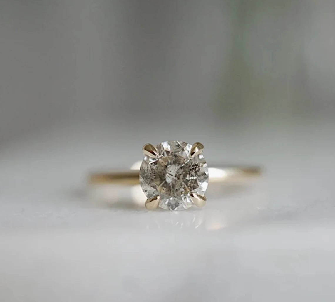 Classic Salt and Pepper Diamond Engagement Ring