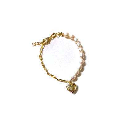 Heart and Pearl Chain Baby Bracelet