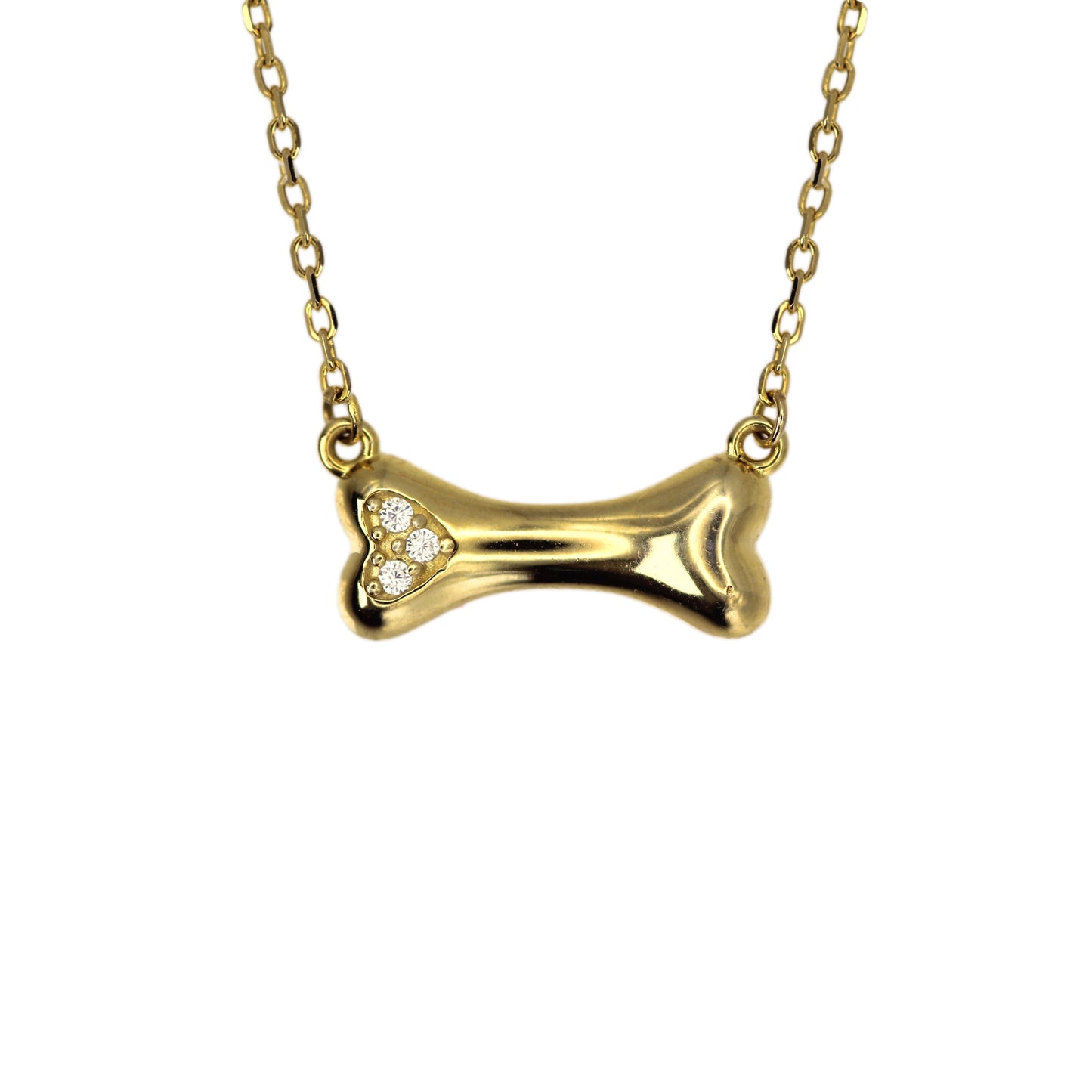14k Diamond Dog Bone White Gold Necklace