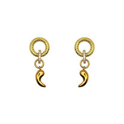 Gok Ock Design Diamond Dangle Yellow Gold Earrings