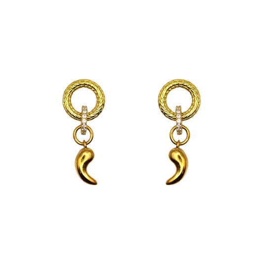 Gok Ock Design Diamond Dangle Yellow Gold Earrings