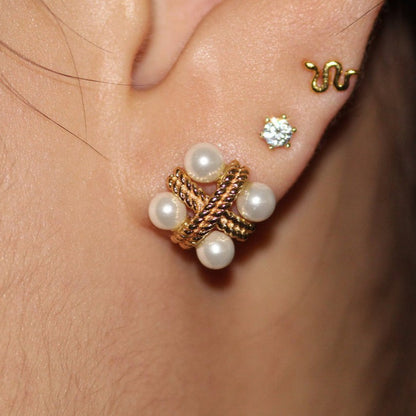 Antique Pearl Stud Earrings