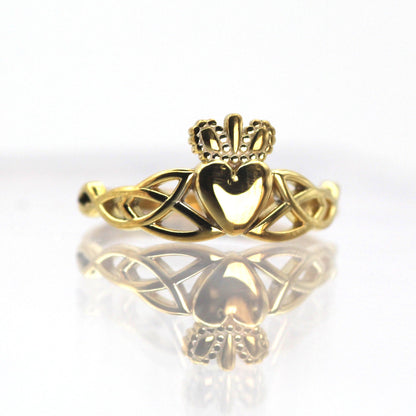 Sterling Silver Irish Claddagh Gold Ring