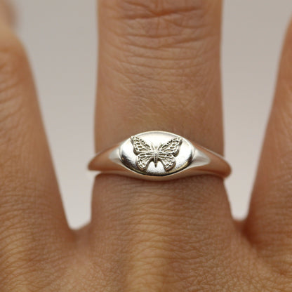 Sterling Silver Butterfly Signet Ring