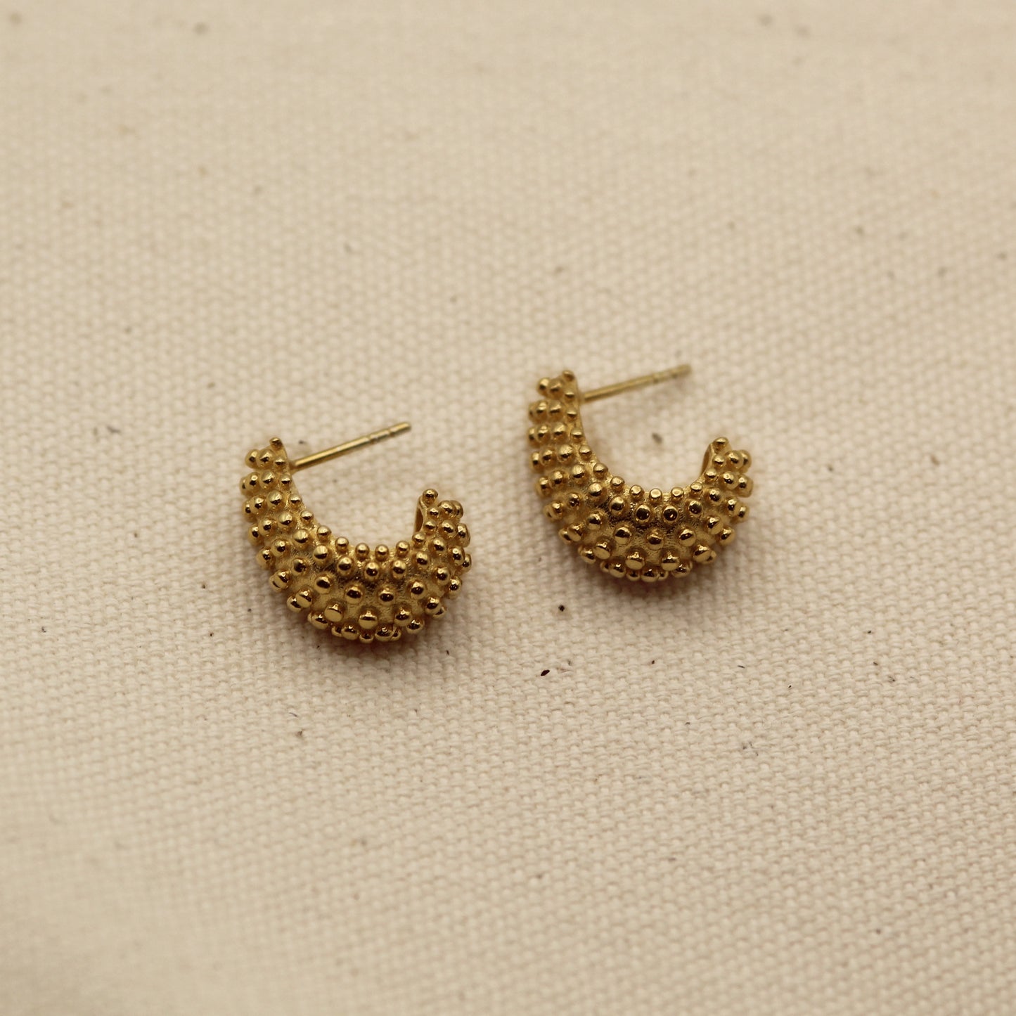 Unique Ball Textured Gold Hoop Earrings