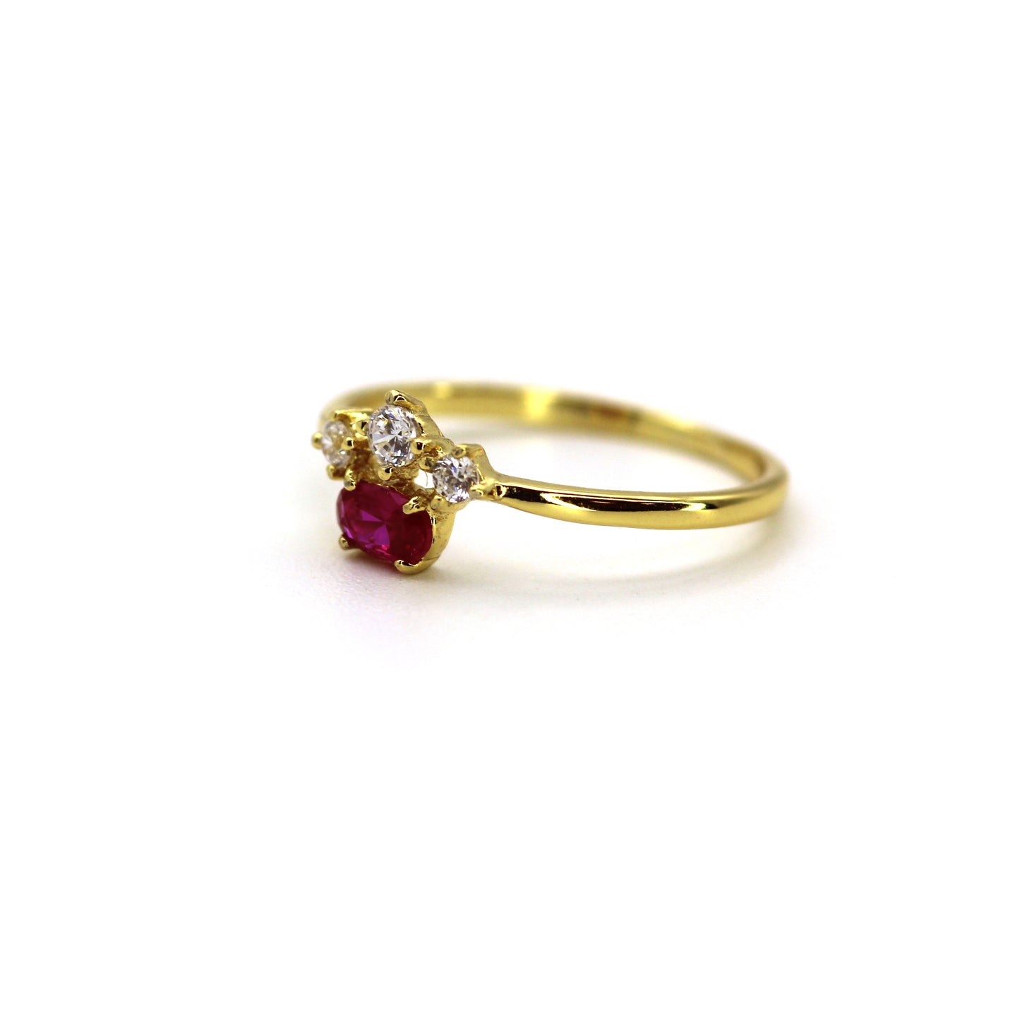 14k Oval Ruby with Diamond Gold Ring