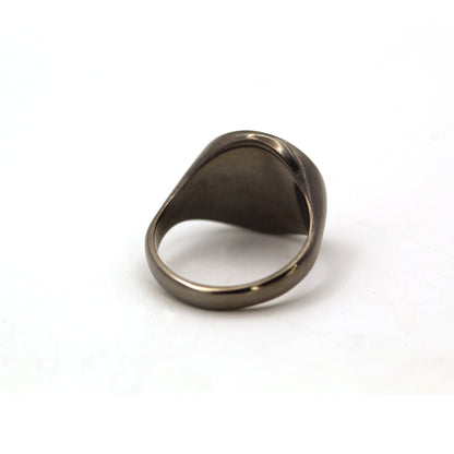 Silver Yin and Yang Black Stone Signet Ring