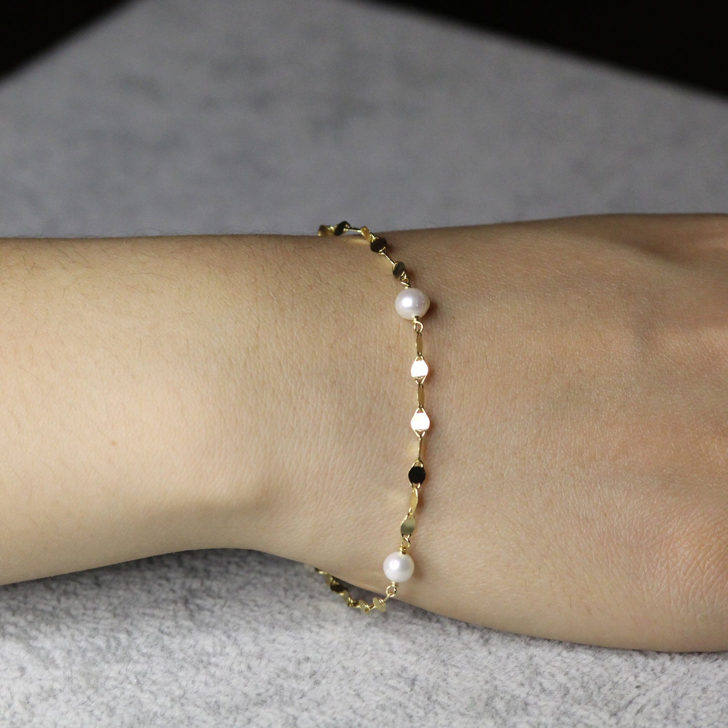 Unique Chain with Natural Pearl Silver Bracelet