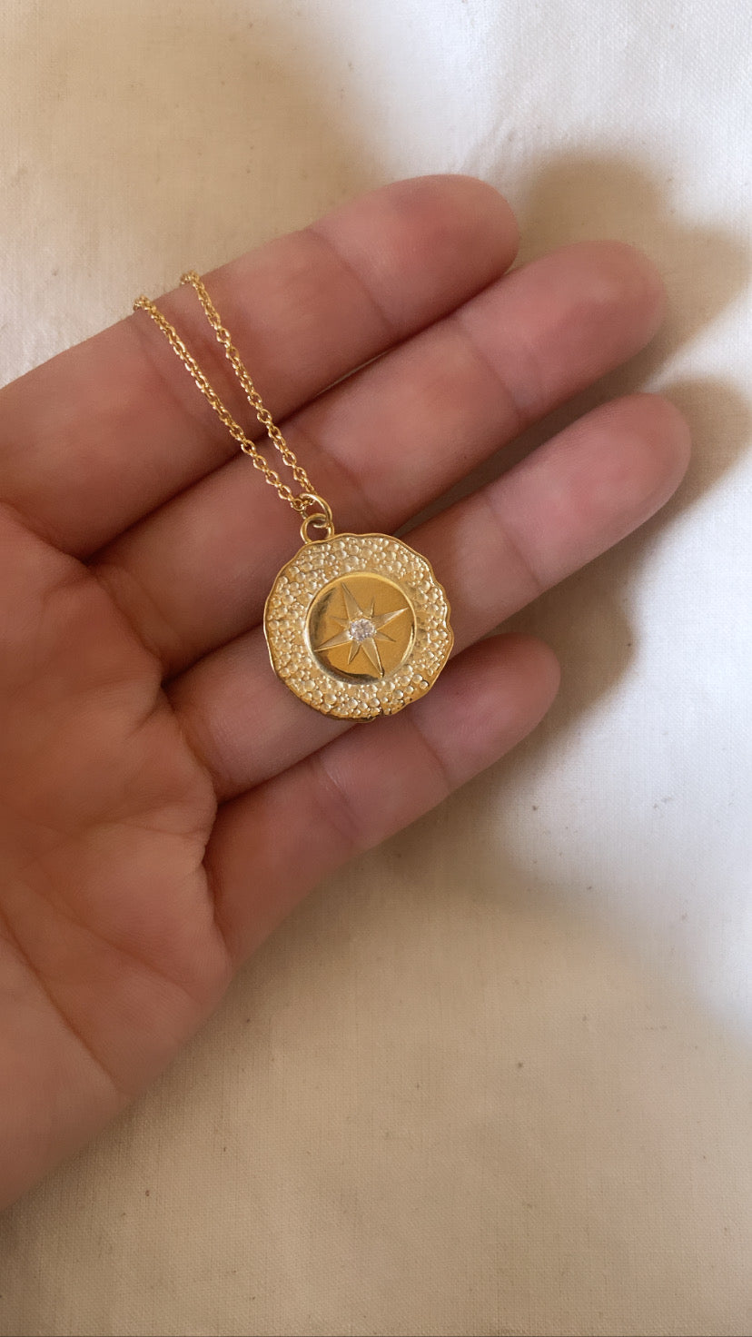 14k Natural Diamond North Star Gold Necklace