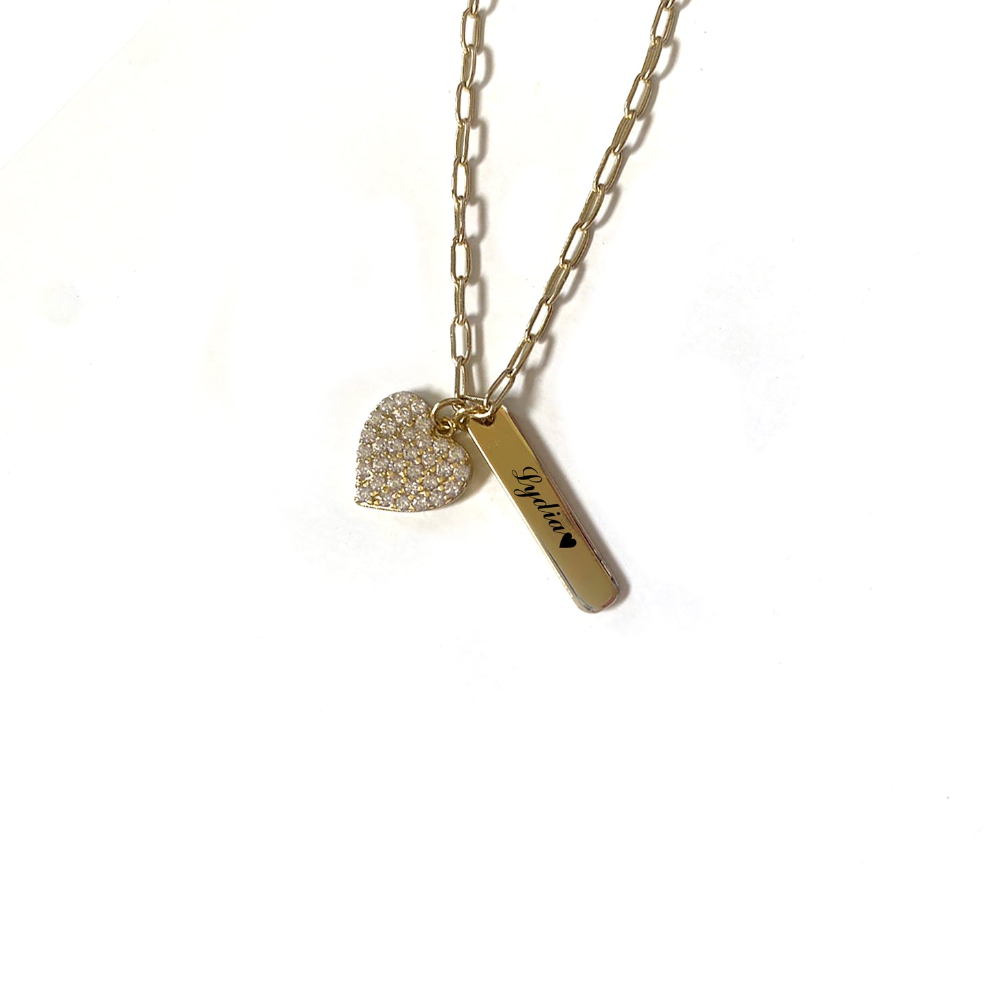 Customized Engraving Heart Gold Necklace