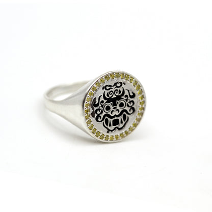 Customized Letter Yellow Tiger Signet Ring