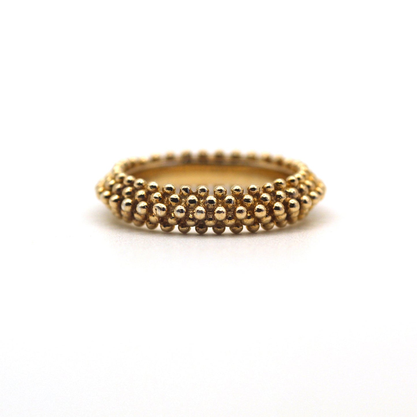 Sterling Silver Handmade Gold Ball Texture Ring