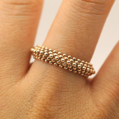 Handmade 14k Gold Ball Texture Ring