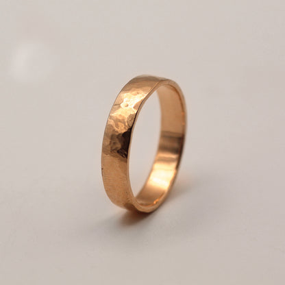 Unique Hammered Texture Yellow Gold Ring
