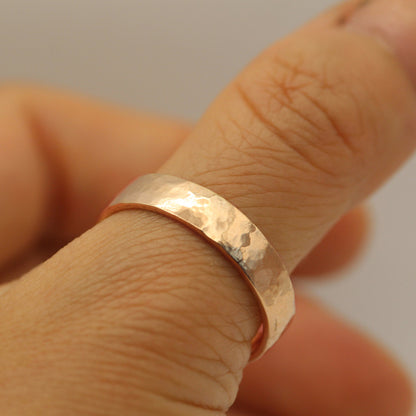 Unique Hammered Texture Yellow Gold Ring