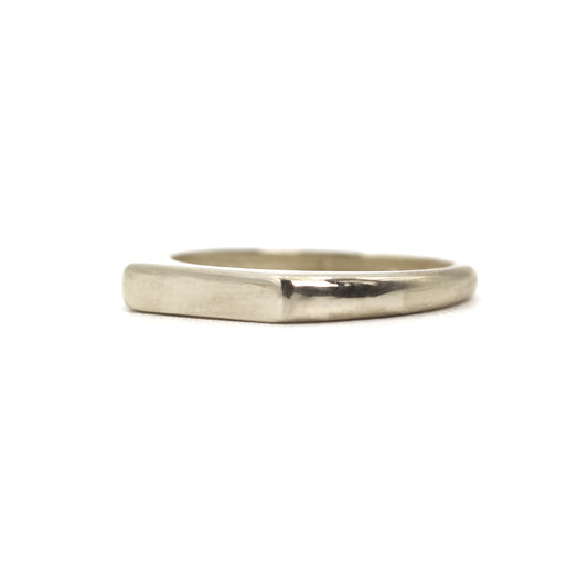 14k White Gold Bar Signet Ring