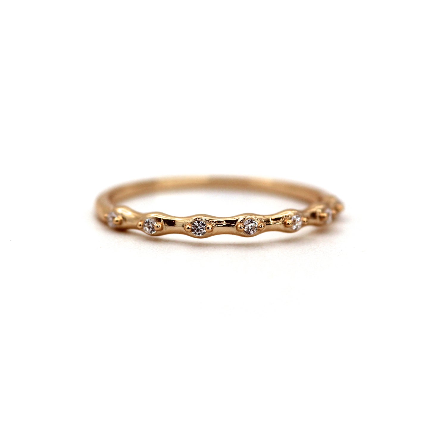 Unique Diamond Setting Eternity Yellow Gold Ring