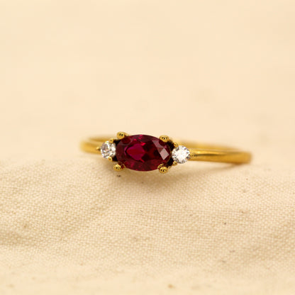 14k Natural Oval Ruby with Diamond Gold Ring