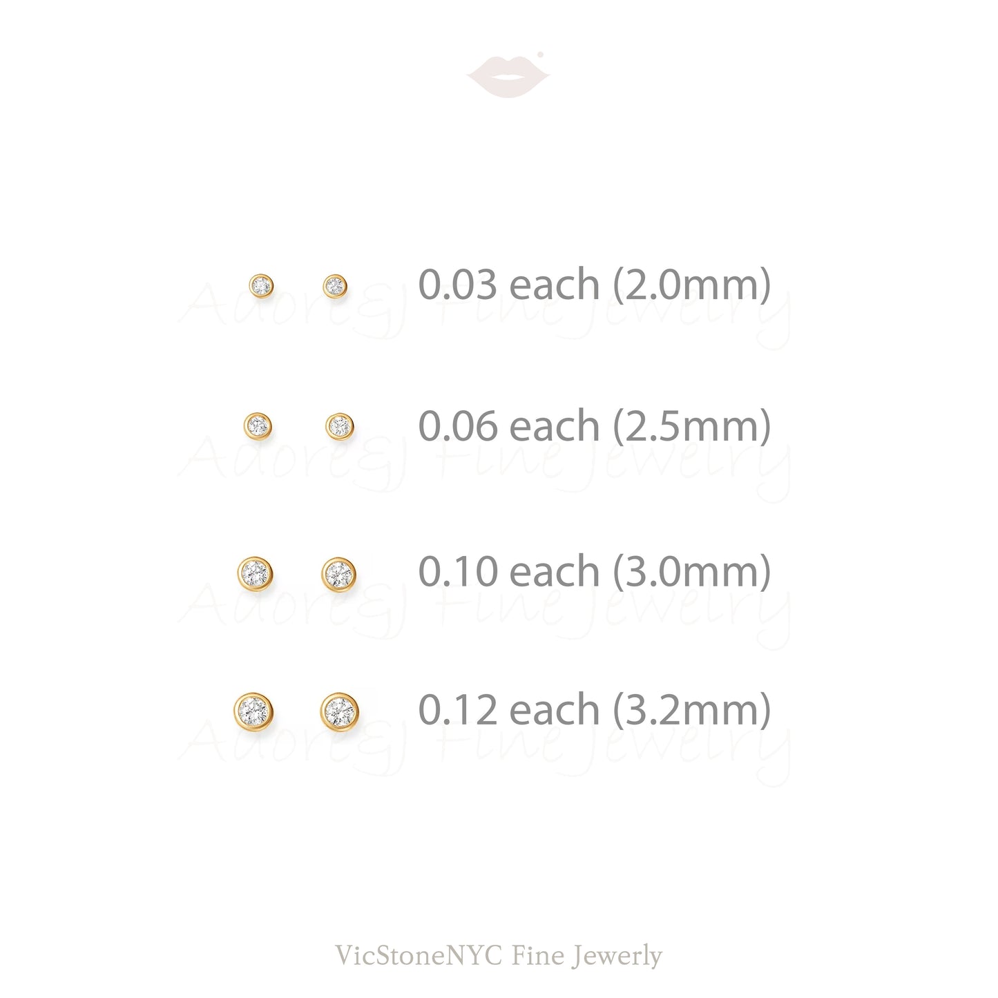 Tiny Natural Diamond 3 Prong Setting 14k Rose Gold Earrings