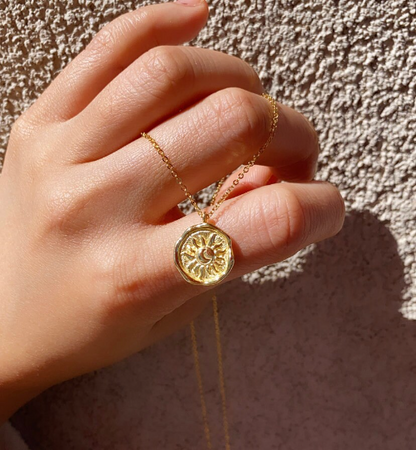 14k Sun And Moon Gold Necklace