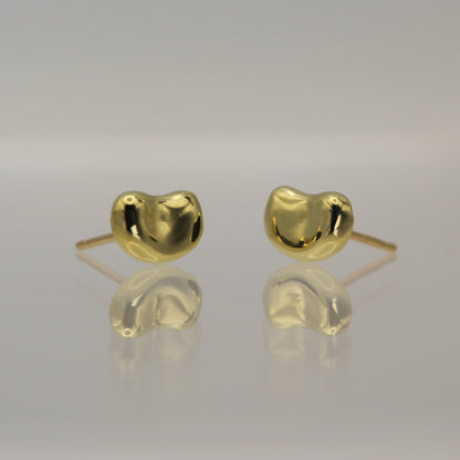 14k Solid Gold Bean Earrings