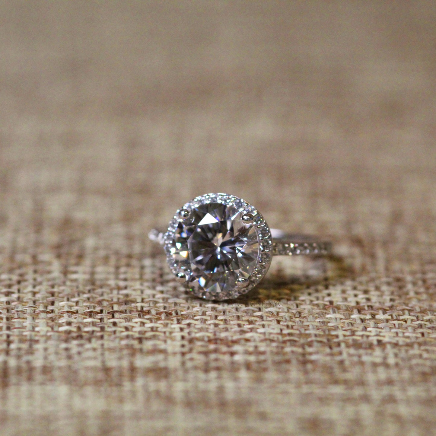 Halo Diamond Engagement Ring in Platinum