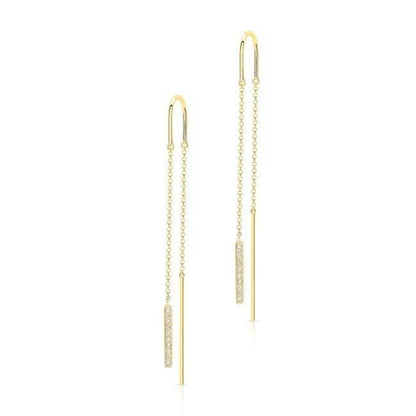 14k Gold Diamond Chain Earrings