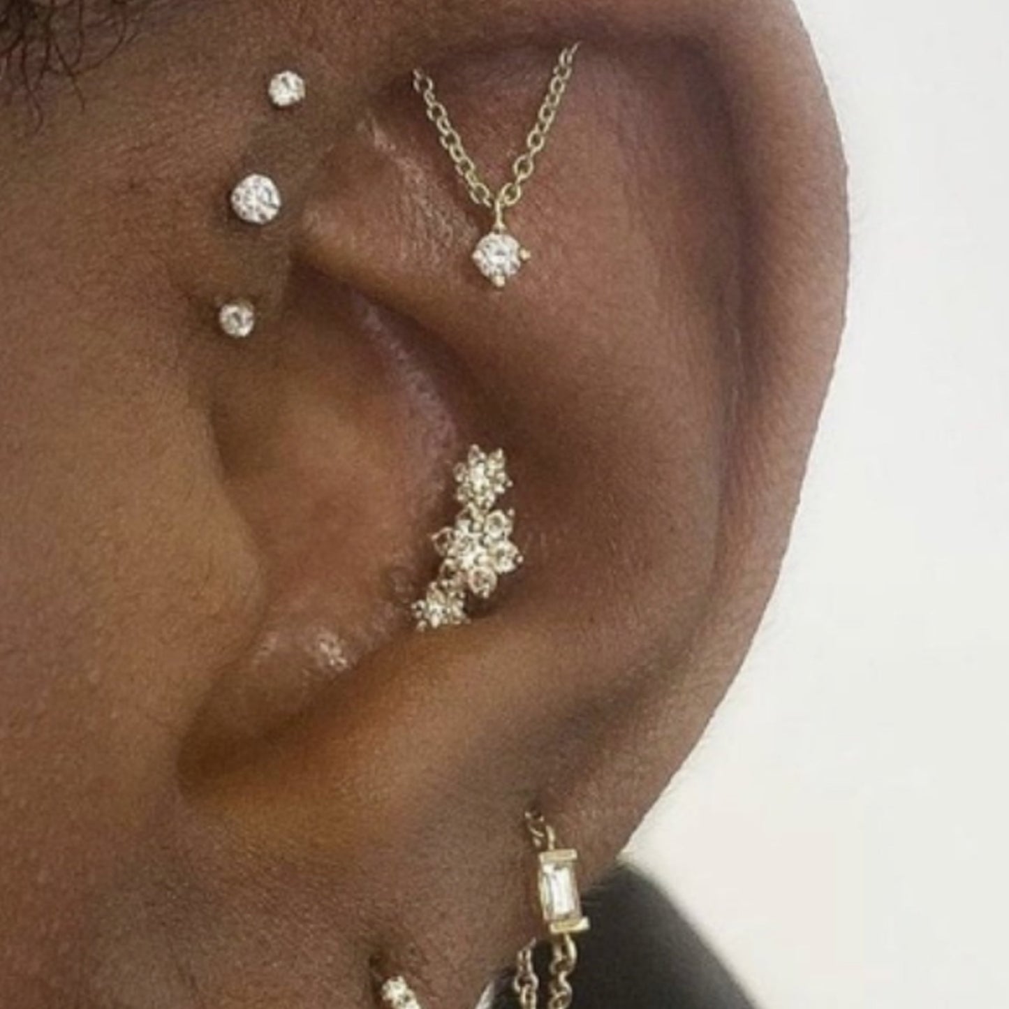 Diamond Chain Earrings, Industrial Piercing Earrings