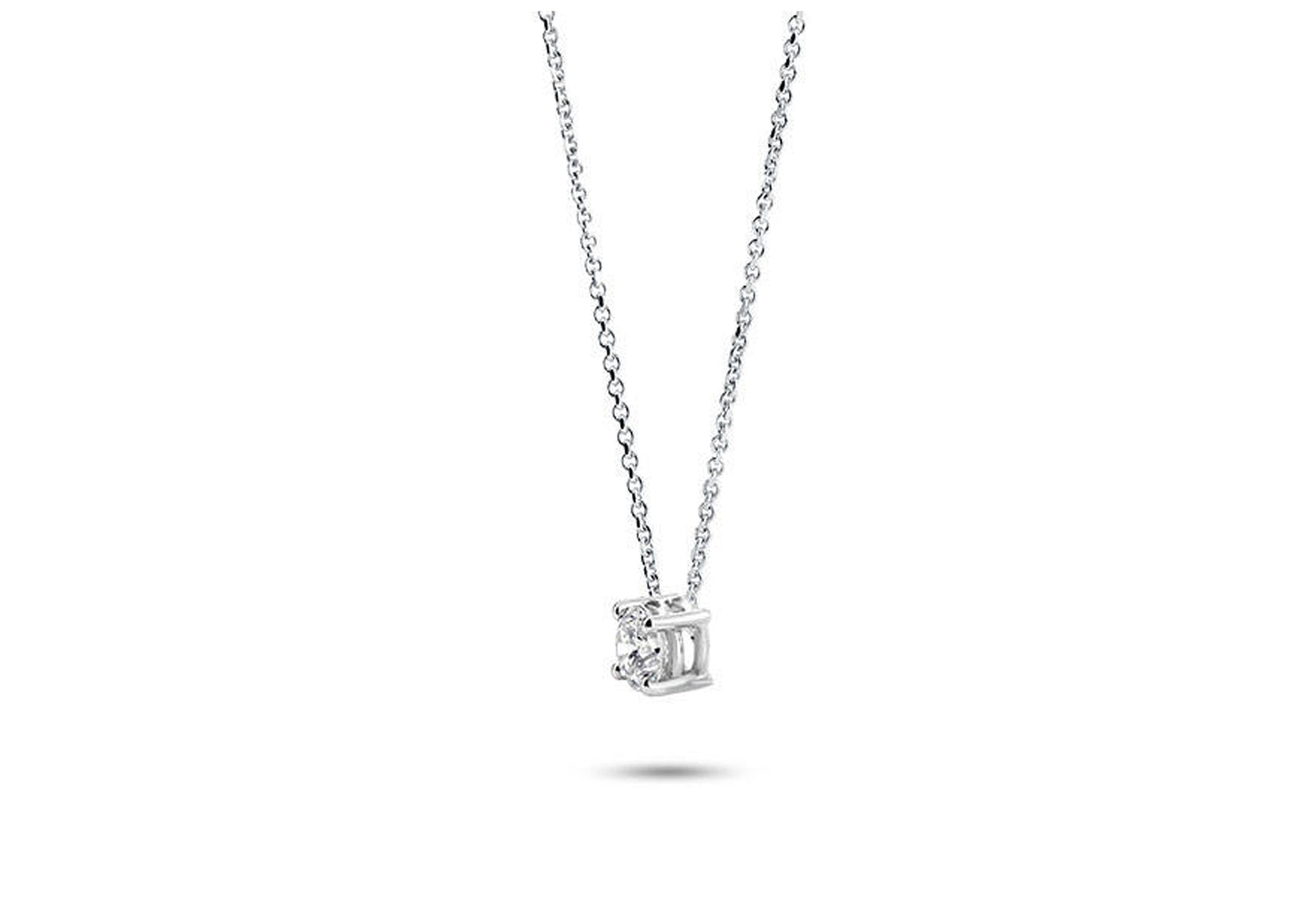 Dainty Solitaire Necklace 14k White Gold.