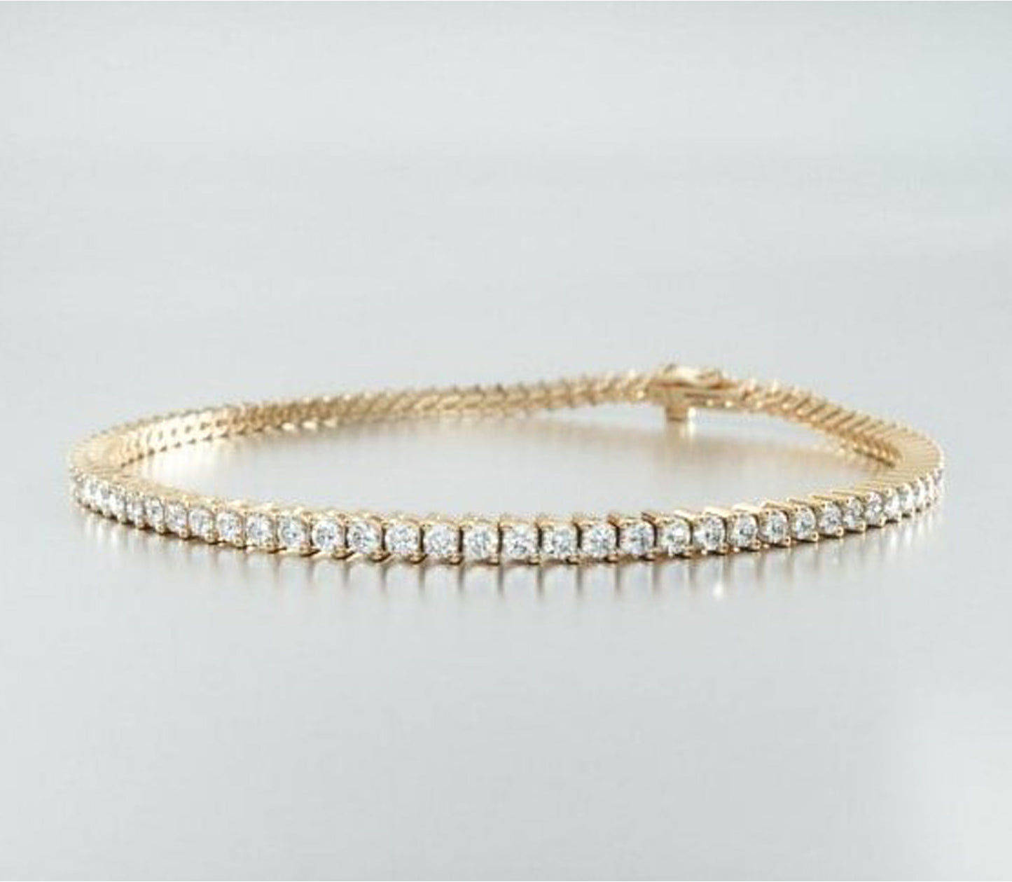 14k Solid Gold - 4 prong 2.5mm Diamond Tennis Bracelet