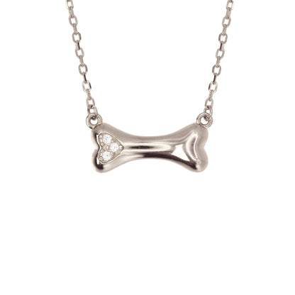 14k Diamond Dog Bone Rose Gold Necklace