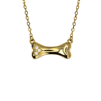 14k Diamond Dog Bone Rose Gold Necklace