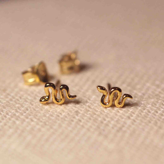 Tiny Gold Snake Stud Earrings