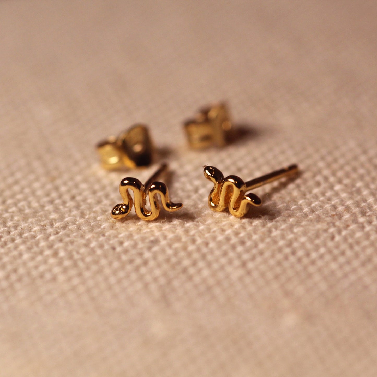 Tiny Gold Snake Stud Earrings