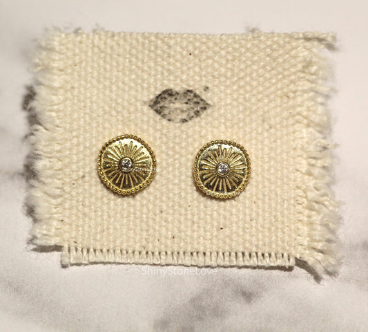 14k gold & tiny diamond earrings