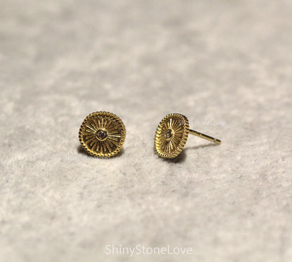 14k gold & tiny diamond earrings