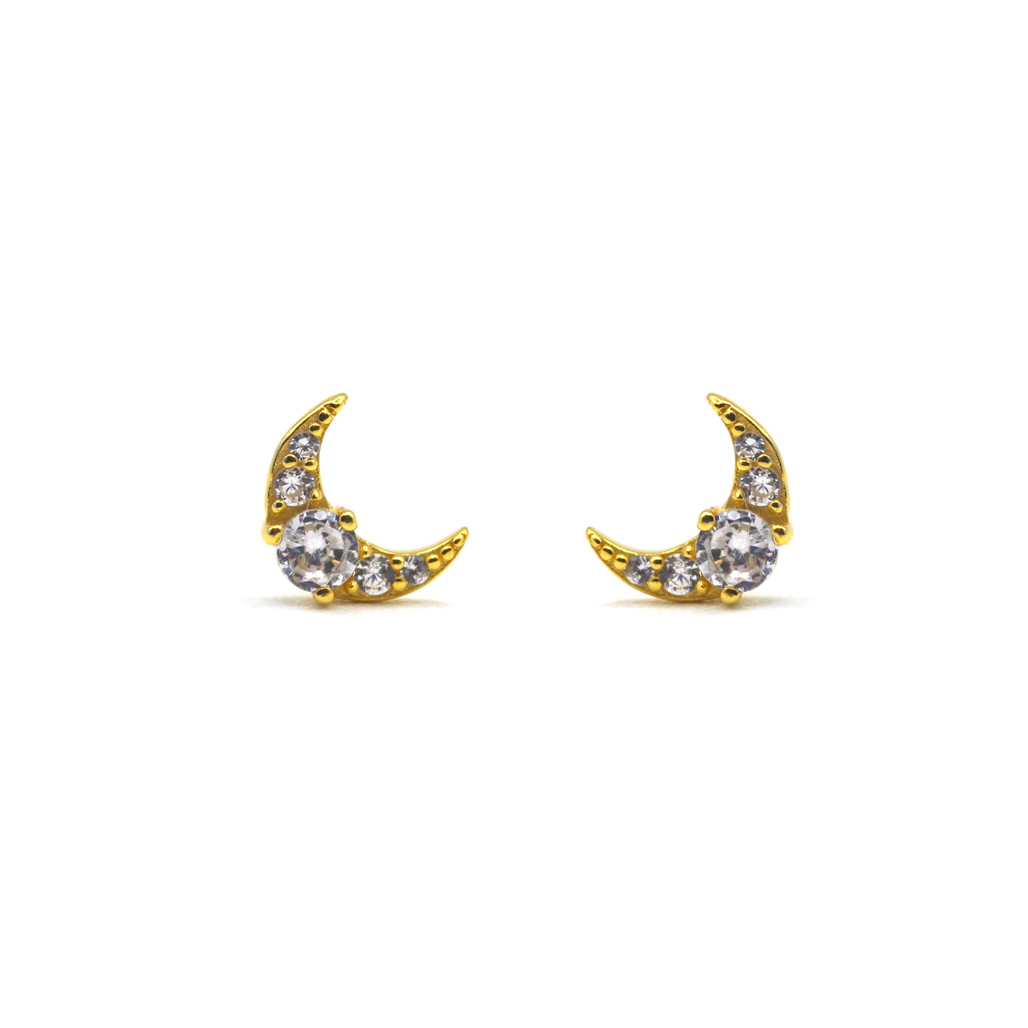 Shiny Cresent Moon Silver Earrings