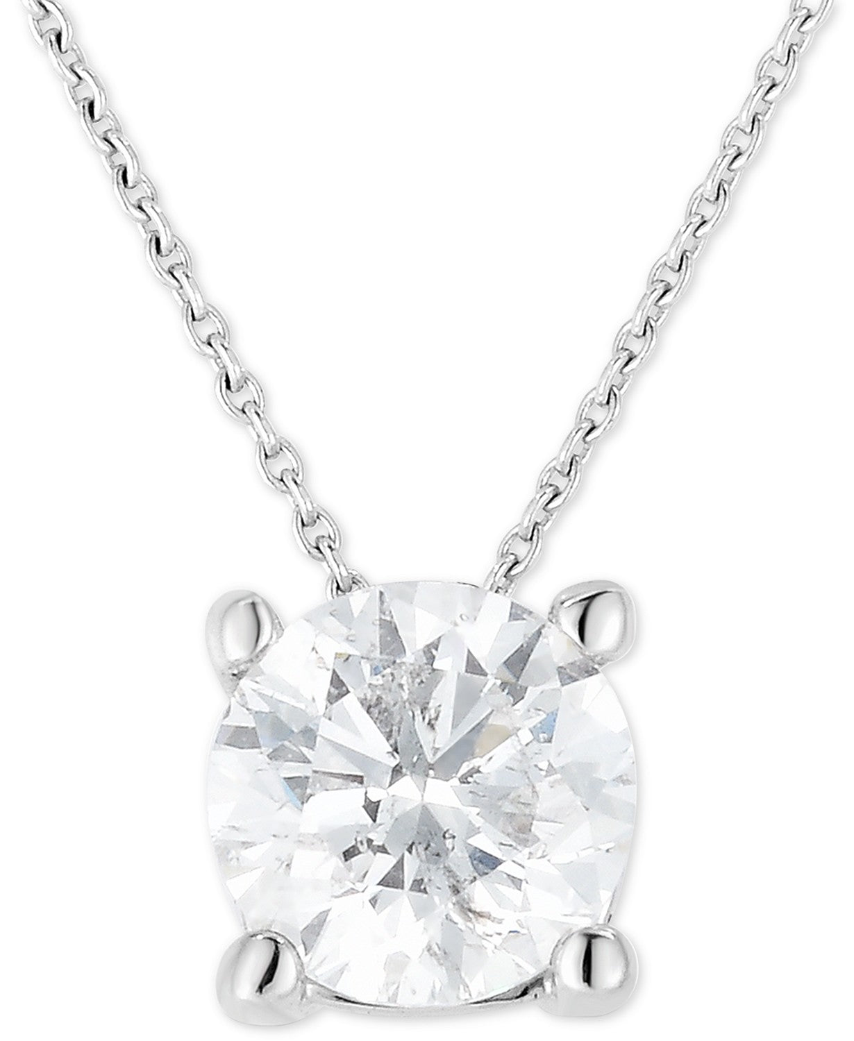 4mm Natural Diamond Solitaire Necklace 14k White Gold