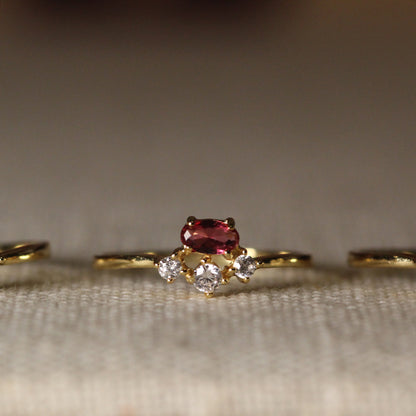 14k Oval Ruby with Diamond Gold Ring