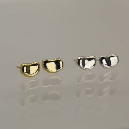 14k Solid Gold Bean Earrings