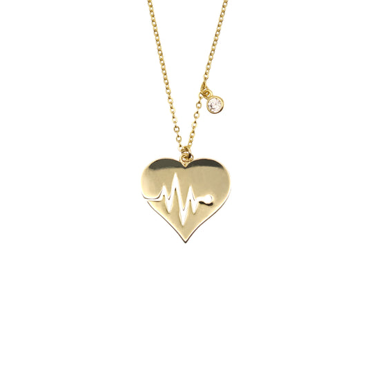 14k Heartbeat with Natural Diamond Gold Necklace