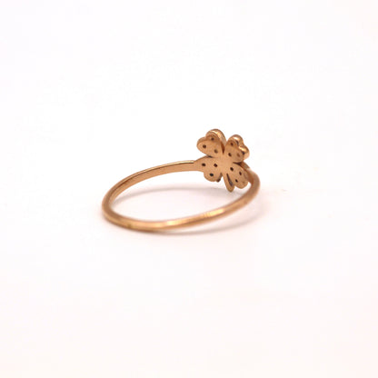 14k Diamond Leaf Clover Ring