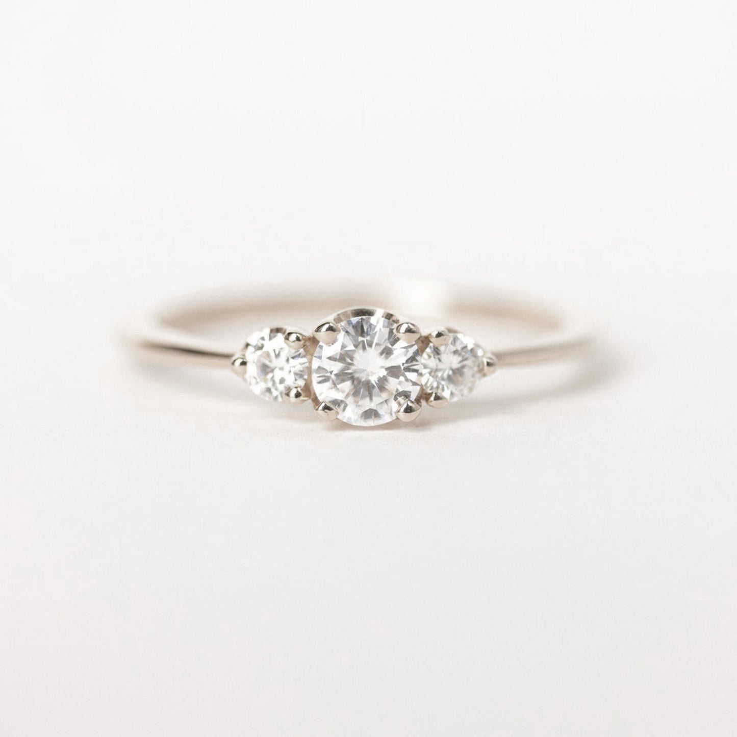 Three Diamond Engagement Ring in 14k Gold.